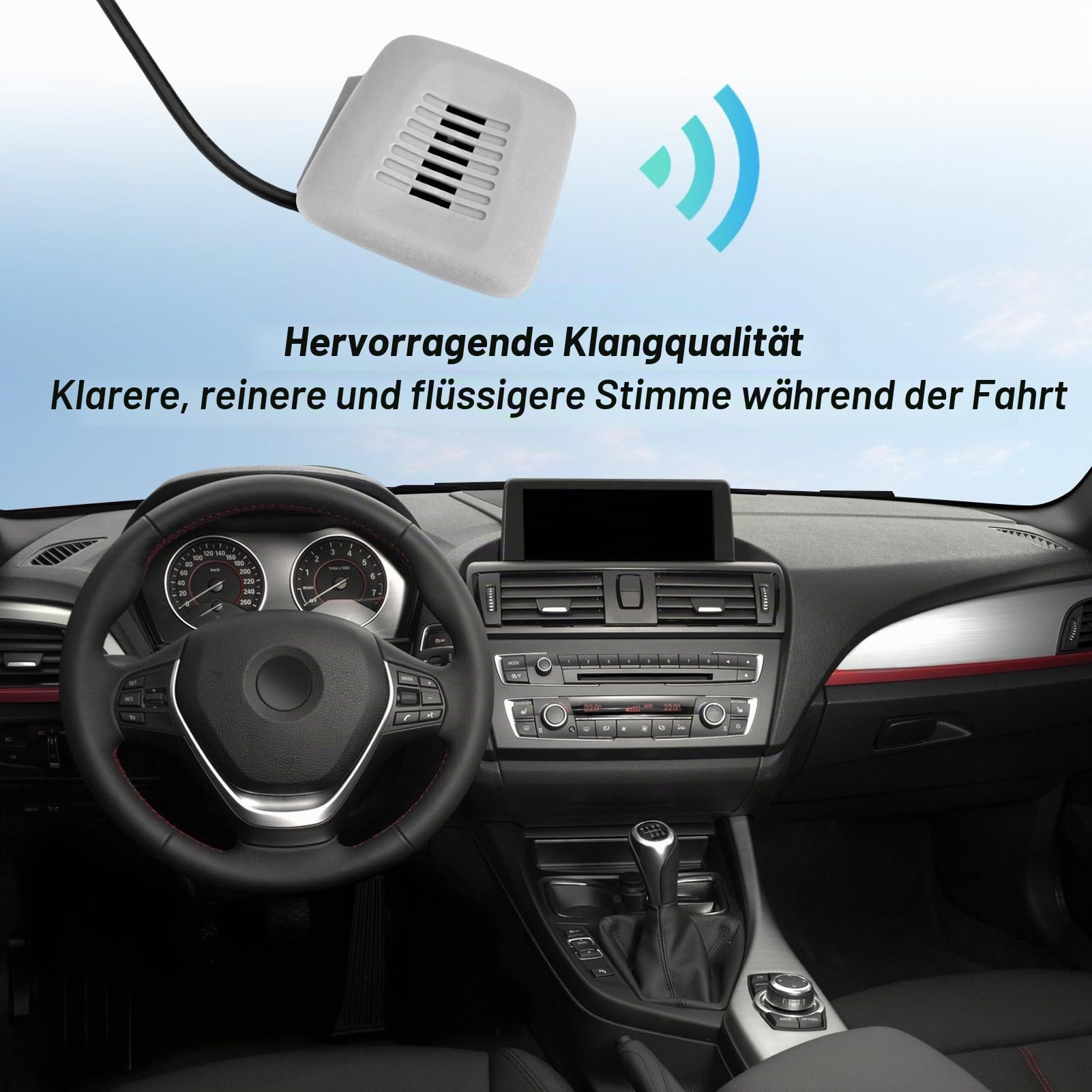 SPORTARC Externes Auto-Mikrofon, 3,5-mm, Tragbar, Autodach-Panel, Mono, 50 Hz - 20 kHz
