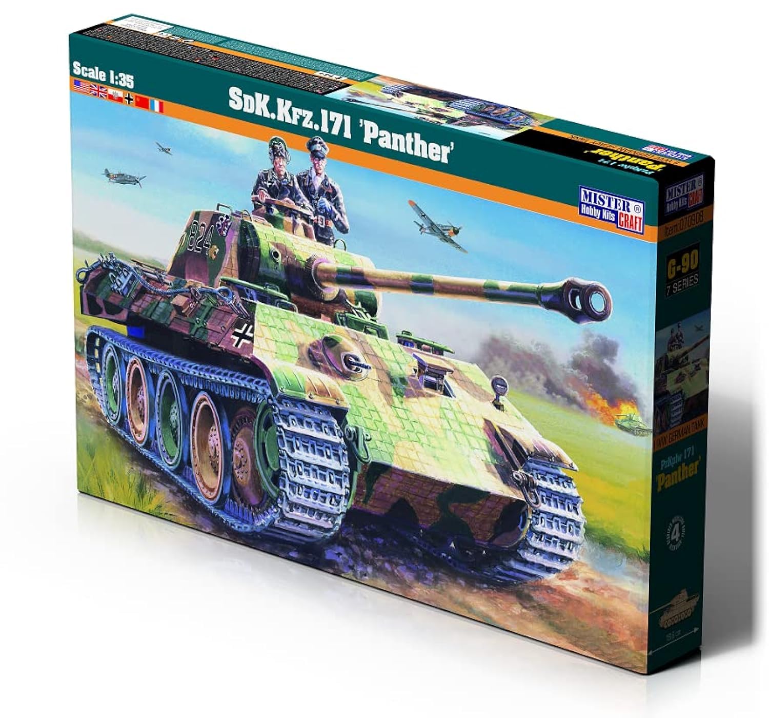 MISTER CRAFT HOBBY KITS Mistercraft zestaw modelarski SDKs. KFZ.171 PANTHER, skala 1:35, plastikowy zestaw do montażu, model z tworzywa sztucznego, instrukcja montażu, 247 mm x 85 mm