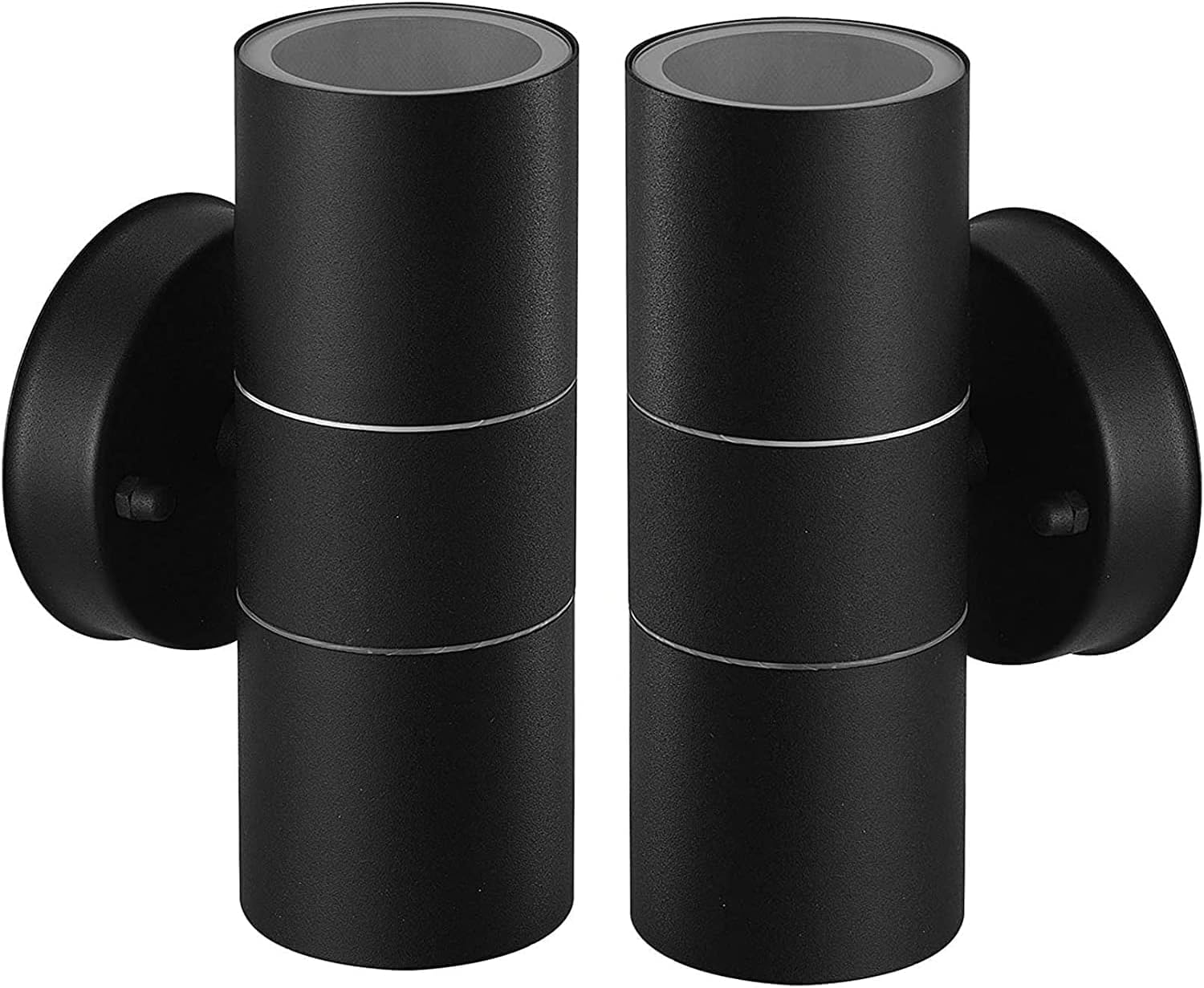 NTEK 4 PCS GU10 Black Indoor Outdoor Stainless Steel Up Down Double Wall Light Modern Aluminum Wall Lamp IP65 Garden Wall Lamp ZLC03 for Home, Garden, Entrance, Corridor Courtyard