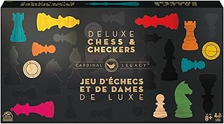 Legacy Deluxe Chess & Checkers Set, Classic Two Player Game Includes Folding Board with Solid Wood Playing Pieces, for Kids and Adults Ages 8 and up