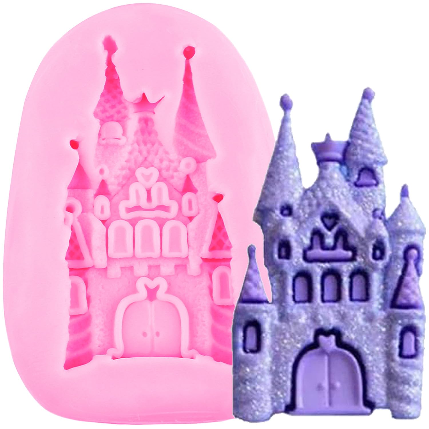 YIHUOMOLDS Fairytale Castle Silicone Fondant Molds For Cake Decorating Cupcake Topper Chocolate Candy Gum Paste Polymer Clay