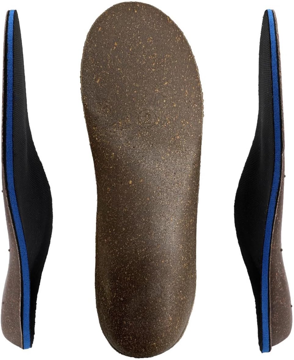 Cork Insoles Orthotics Insoles Netural Arch Support Full Length Shoes Inserts(Black