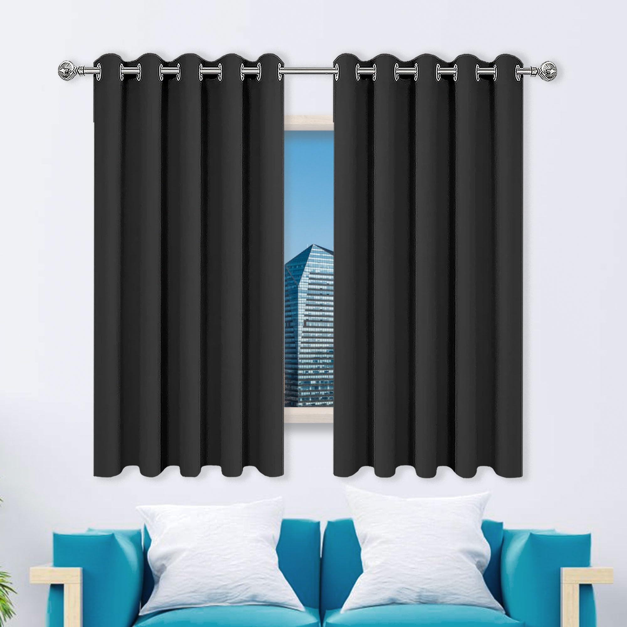 Rideau occultant pour chambre et salon installation facile noir