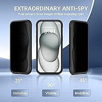 Vista 9 de Funda para iPhone 15, compatible con MagSafe, protector de pantalla de privacidad integrado y protección de cámara, antiespía, cuerpo completo, a
