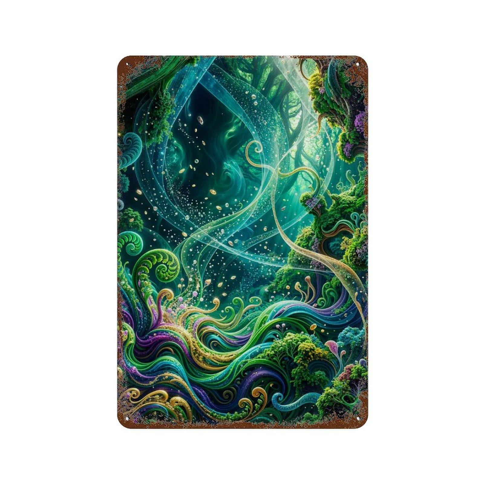 Enchanted Forest A Whimsical Dreamscape Vintage Rust Metal Sign 11.8"x7.9", Classic Wall Plaque for Garage, Pub Or Kitchen