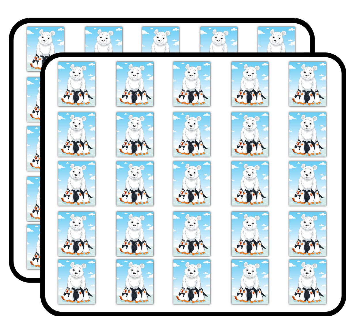 Polar Bear and Penguins Art Decor Sticker for Scrapbooking, Calendars, Arts, Kids DIY Crafts, Album, Bullet Journals 50 Pack