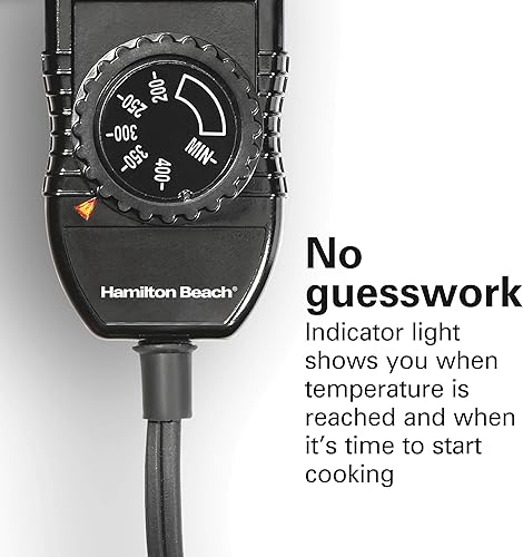 Miniatura 6 de Hamilton Beach Plancha eléctrica de 200 pulgadas cuadradas con temperatura ajustable de 200 a 400 grados, superficie antiadherente reversible de