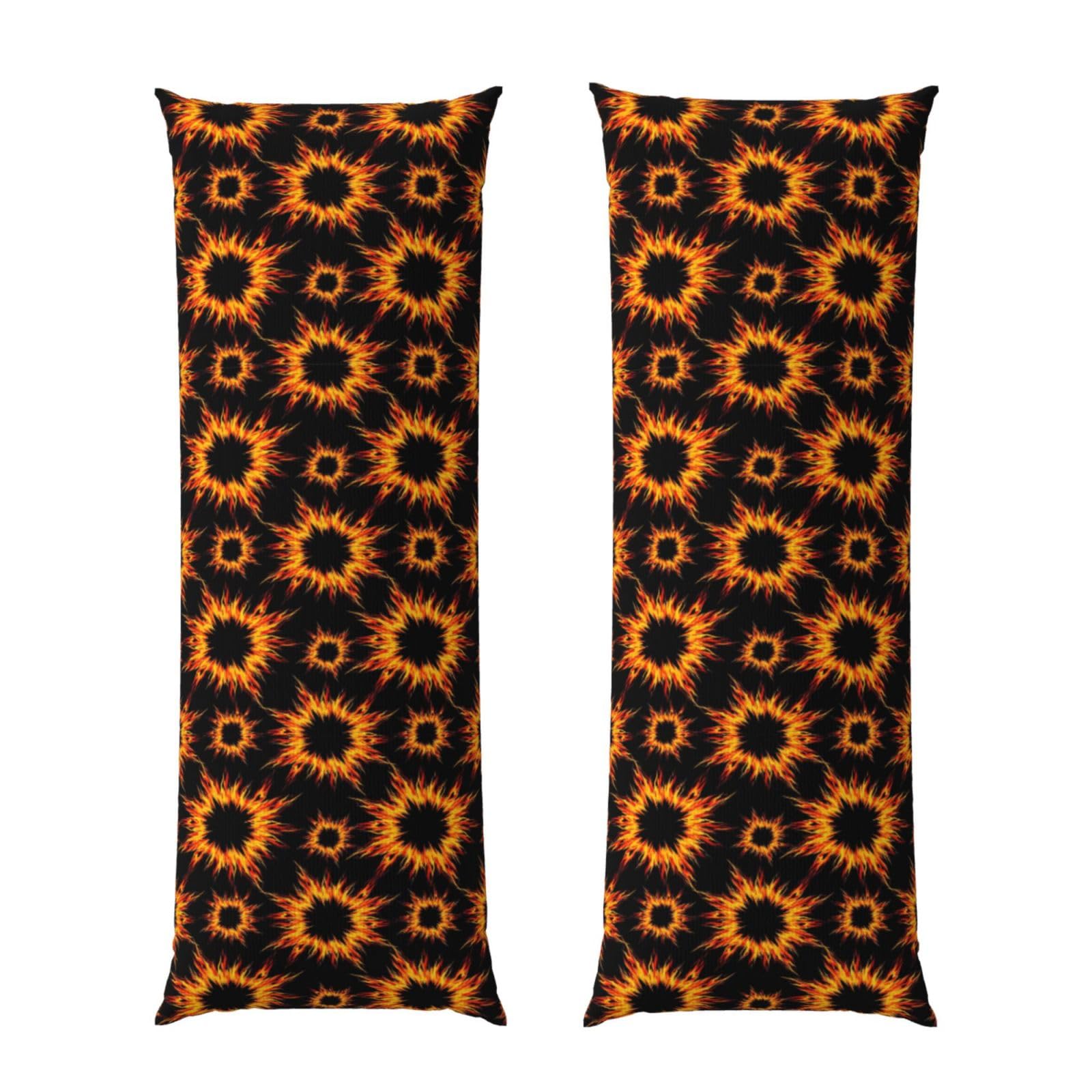 Body Pillow Cover 20x60 Inch, Fire Flame, Long Zippered Pillowcase, Breathable Flannel Fabric, Comfortable Protector for Men Women Bed Couch