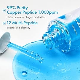 TOSOWOONG Copper Peptide Face Serum, Anti-Aging with Copper Tripeptide, GHK-Cu, 12 Multi-Peptide Formula for Fine Lines, Firming, Skin Elasticity, Hydrating, Korean Skincare, 33ml / 1.11 fl.oz.