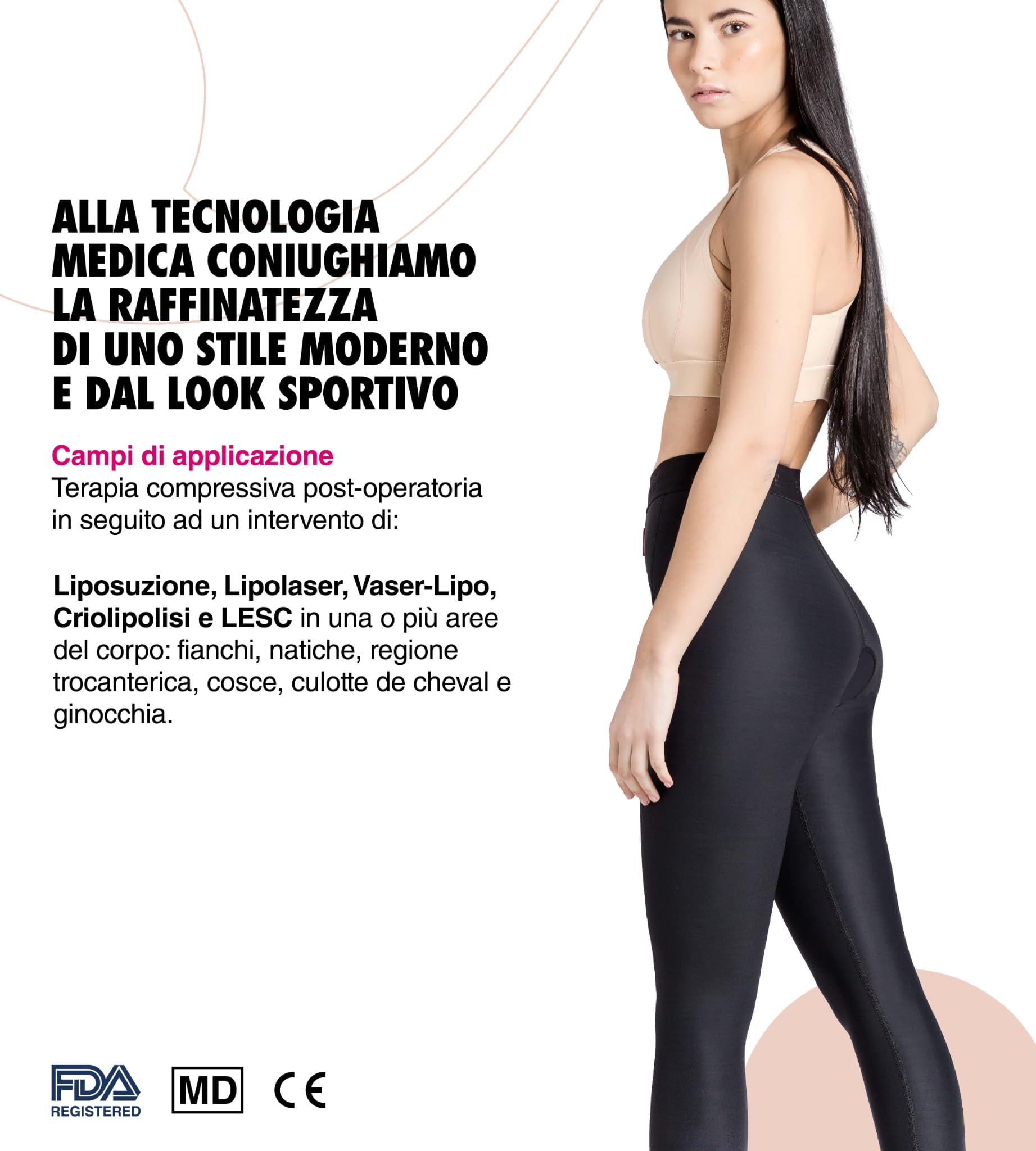 REVÉE Guaina Post Liposuzione Fianchi, Glutei, Cosce e Ginocchia - Contenitiva Donna Snellente - Modellante Donna - Elastocompressiva - Made in Europe