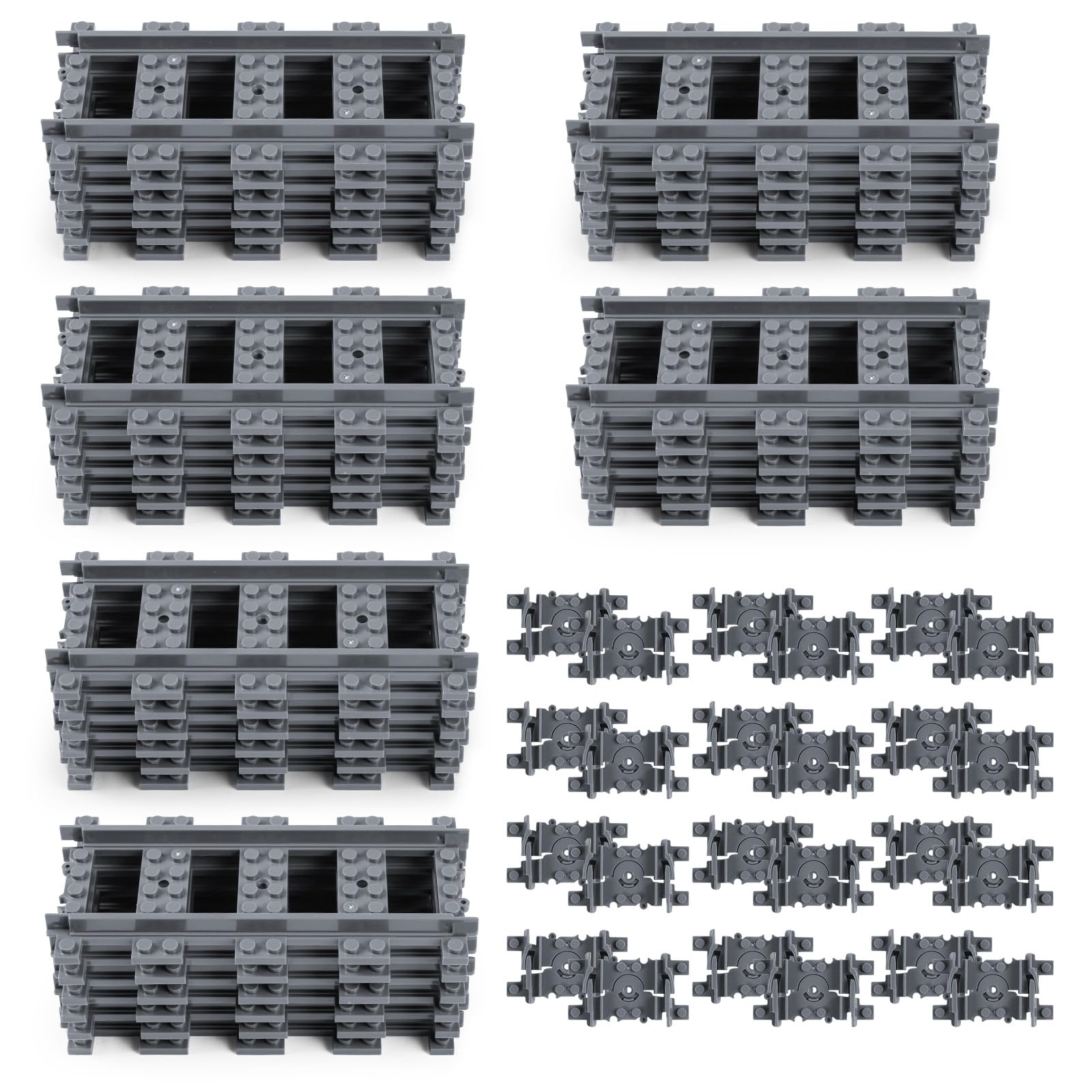 HOTUT City Vías para Tren de Juguete,60pcs Vías de Tren,Vías de Tren Rieles de la Ciudad Rieles de Bloques de Construcción de Ciudad,Compatible con Todas Las Grandes Marcas,Juguetes de Construcción