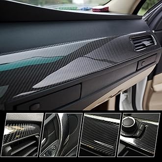 Carbon Fiber Vinyl Wrap, 5D Gloss Black Vinyl Wrap for Car, Self Adhesive Anti-Wrinkle 1ft x 10ft Car Wrap Roll with Air Release