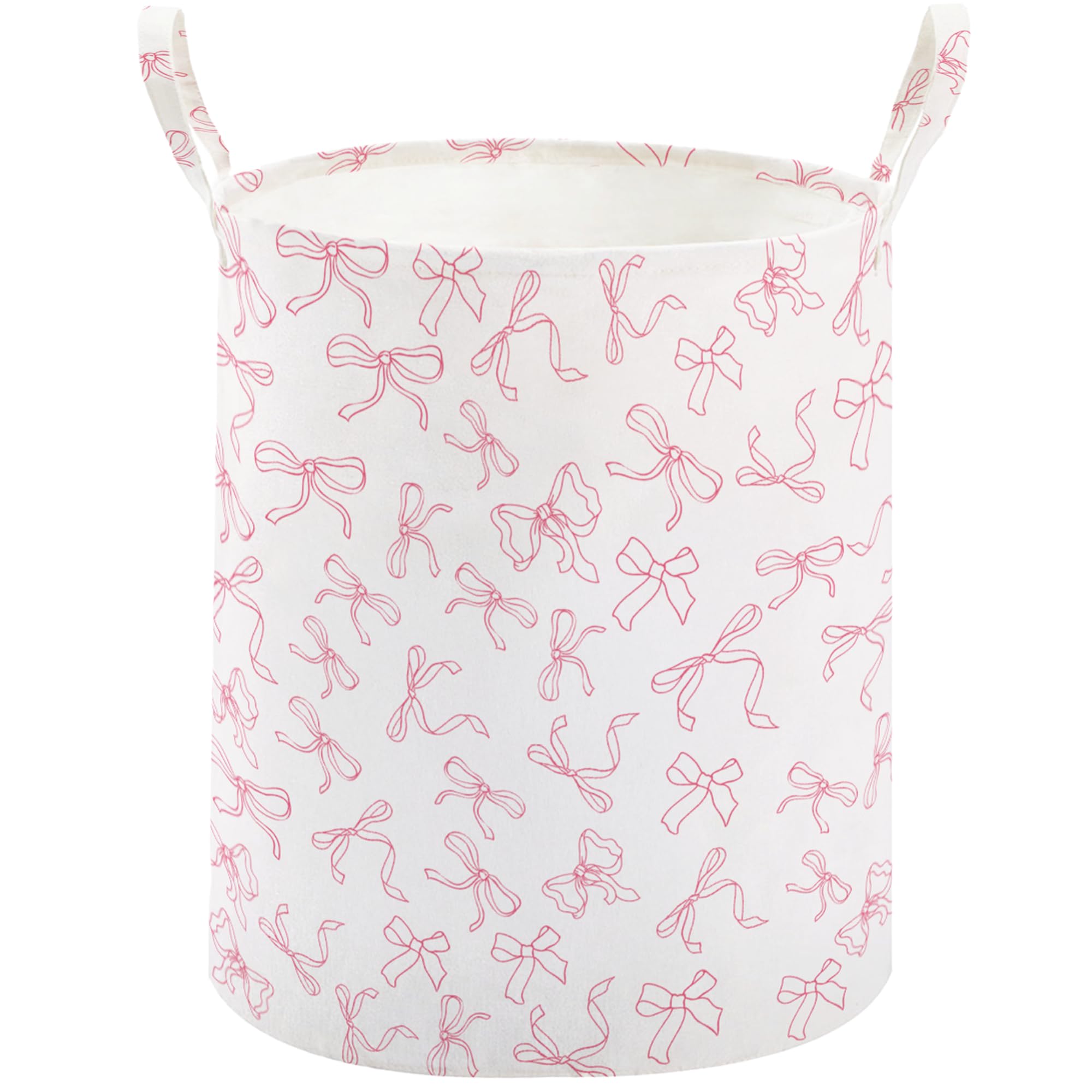 Baby Laundry Basket Nursery Hamper with Long Handles, Bowknot