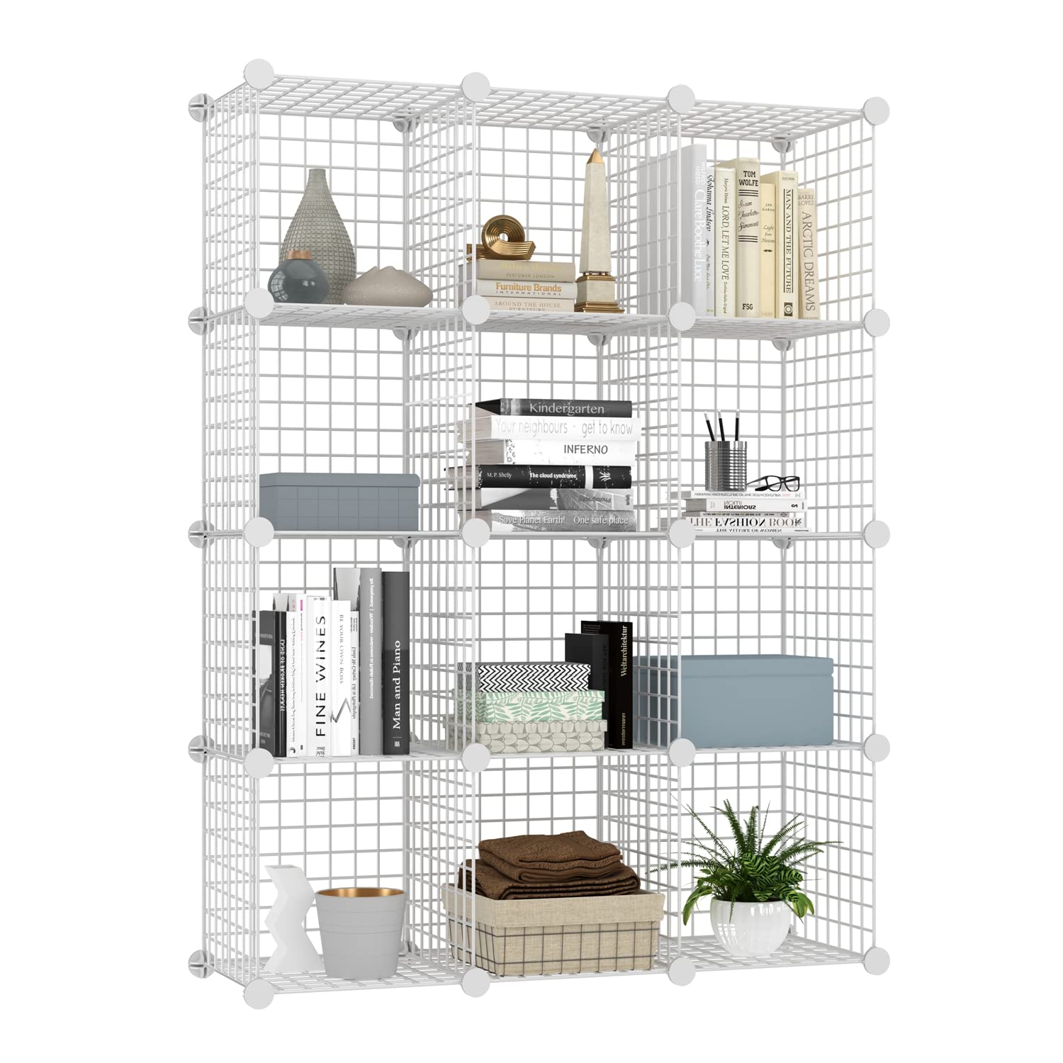 Amazon.com: BASTUO Wire Cube Storage Cabinet, 12 Cubes DIY Metal Organizer,  Stackable Bookcase Shelf Modular Cube Organizer Rack, Wardrobe Closet for  Livingroom, Bedroom, Office, White : Home & Kitchen