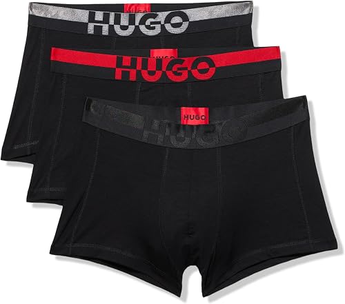 HUGO, 3-Pack Split Logo Trunk, Bear Black, XXL