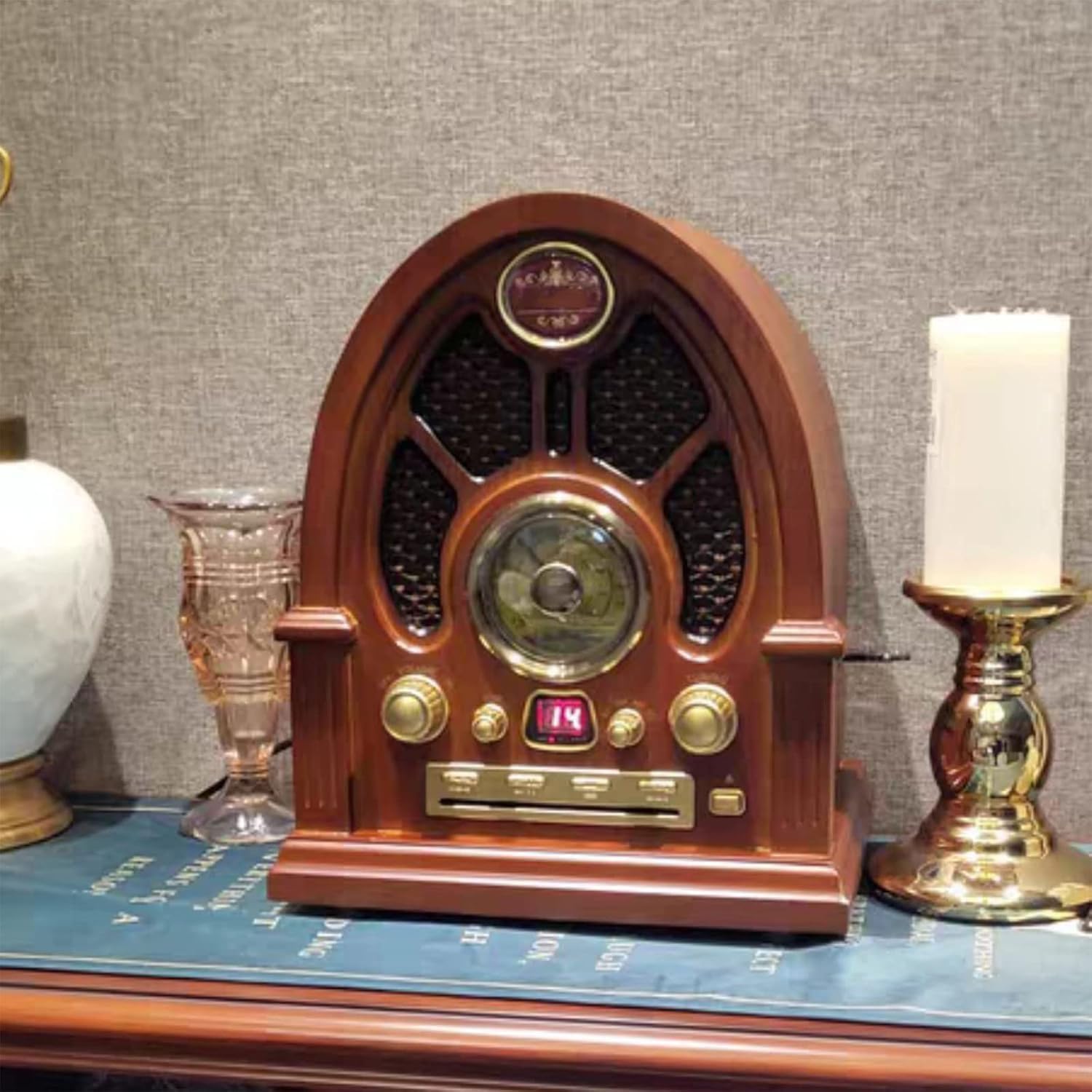 Reproductor De CD Portátil Con Radio, Altavoz Bluetooth Retro De Madera Con Cubierta De Rejilla, Rango De Frecuencia 88-108 MHz, Alcance De Conexión De 10 M, Ideal Para Personas Mayores Y Niños