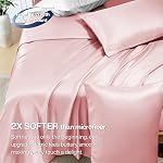MR&HM Ensemble de Draps Queen, Draps Rafraîchissants de 4 Pièces, Mélange de Rayonne Dérivée du Bambou et Polyester, Doux et Soyeux, Poches Profondes de 15" avec Sangles Élastiques, Luxe d'Hôtel pour Dormeurs Chauds, Rose
