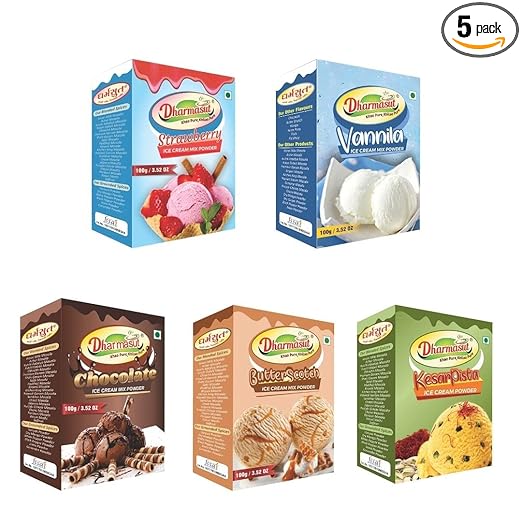 Strawberry + Vanilla + Chocolate + Butterscotch + Kesar Pista Ice Cream Powder 500 g (Pack of 5)