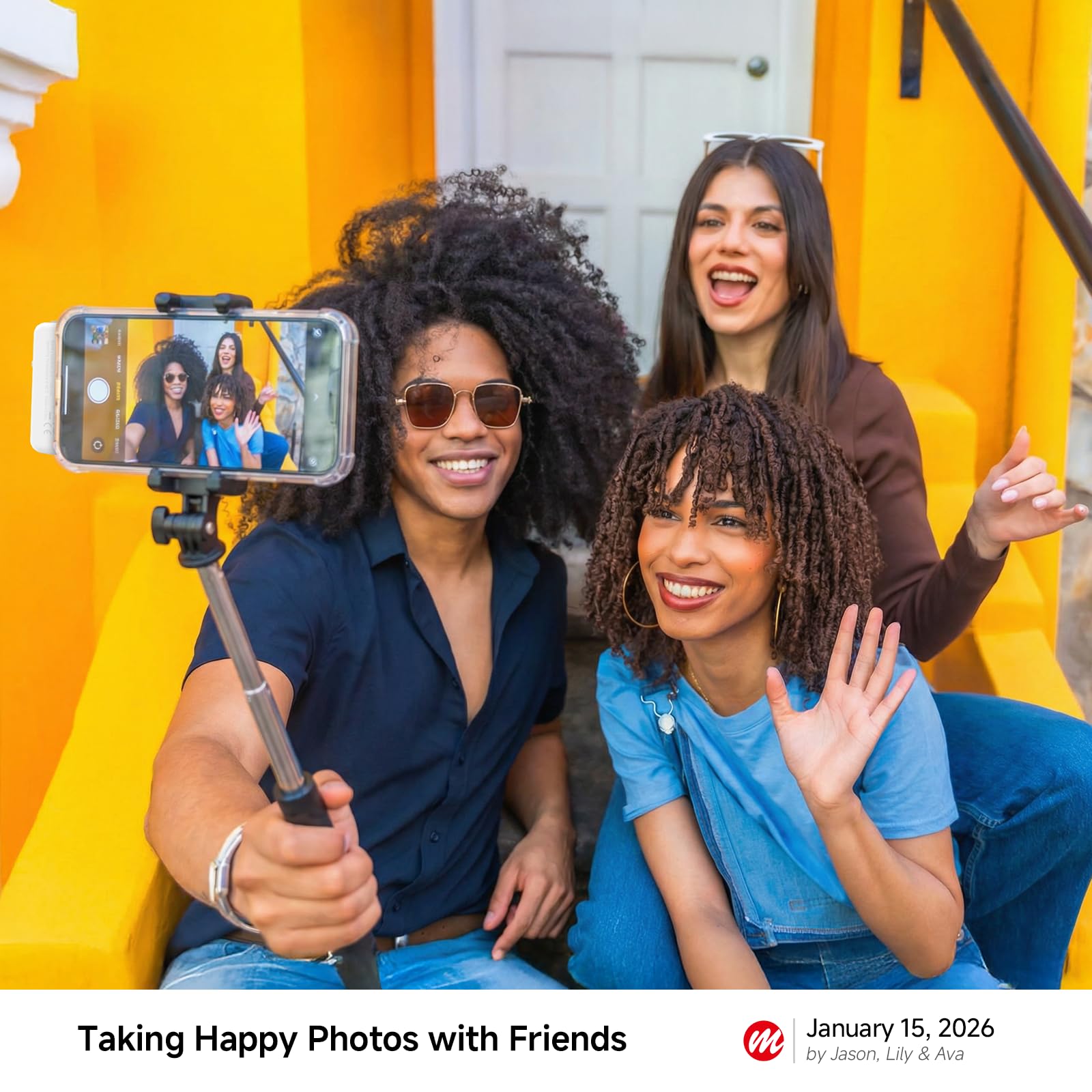 Moman Magnetyczny ekran monitora do selfie dla iPhone 17 i Android, 4K/1080p 3,97" bezprzewodowy ekran monitorujący do iPhone'a 7-17, akcesoria do kamery tylnej do TikTok Live Streaming Vlog - różowy