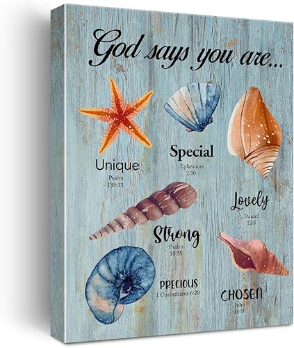 Póster inspirador motivacional con texto en inglés God says you are Ocean Beach para decoración del hogar, lienzo náutico cristiano costero, cuadro