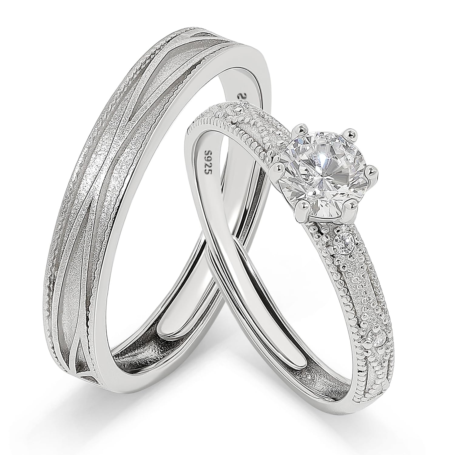Meissa 0.5CT Engagement Rings for Women Men Wedding Bands Matching Couple Rings Set Promise Rings Valentines's Day Jewelry Gifts