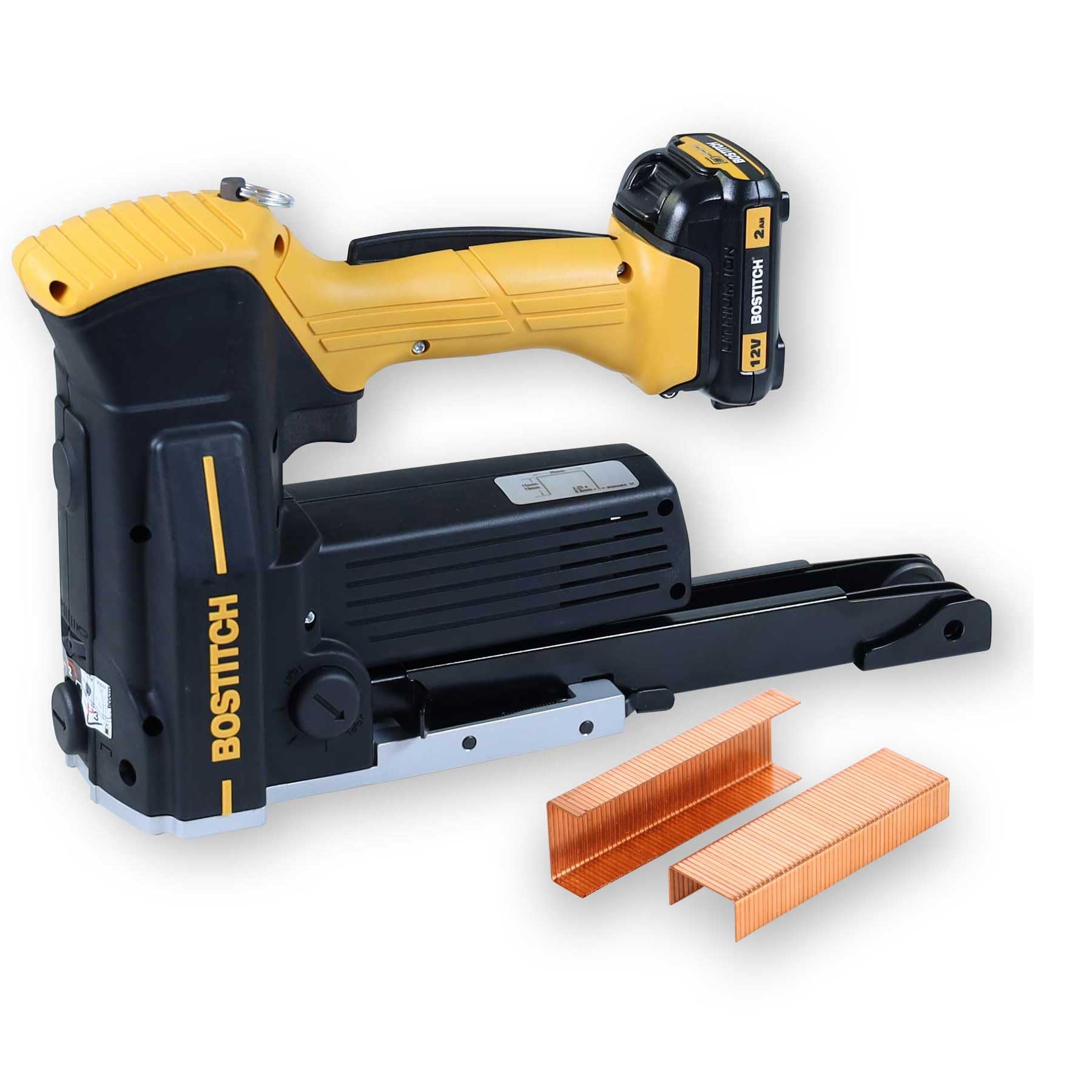 Bostitch Akku Kartonhefter DSA-3519-E | Zwei Akkus | Kartonverschlusshefter inkl. 10.000 Klammern 35 x 18 mm | Zuverlässig und einfache Bedienung des Hefters