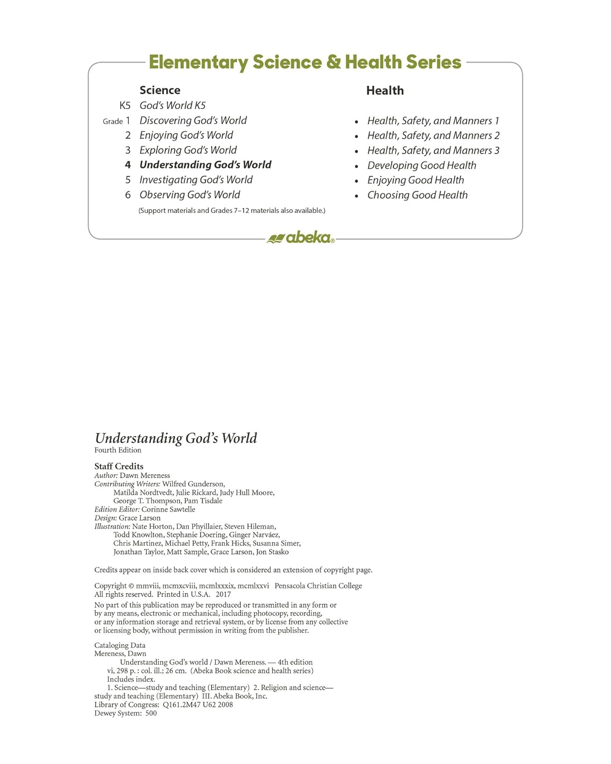 Understanding God's World - Abeka 4th Grade 4 Science Student Text Book      Paperback – January 1, 2008
