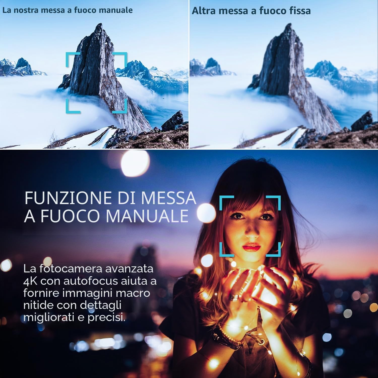 Fotocamera digitale 4K per Fotografia e Video, 56MP Vlogging Camera per YouTube con Schermo Flip 180°, 52mm grandangolare e obiettivo macro, 18X Zoom digitale, 2 batterie, 32GB TF Card