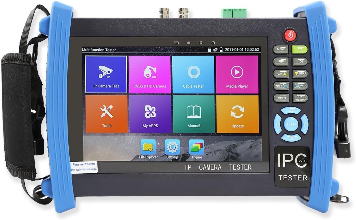 Wsdcam 7 Inch Retina Display IP Camera Tester CCTV Tester CVBS Analog Tester with POE/IP discovery/8G TF Card/4K H.265/HDMI In&Out/RJ45 TDR/Firmware Update Upgraded 8600-Plus