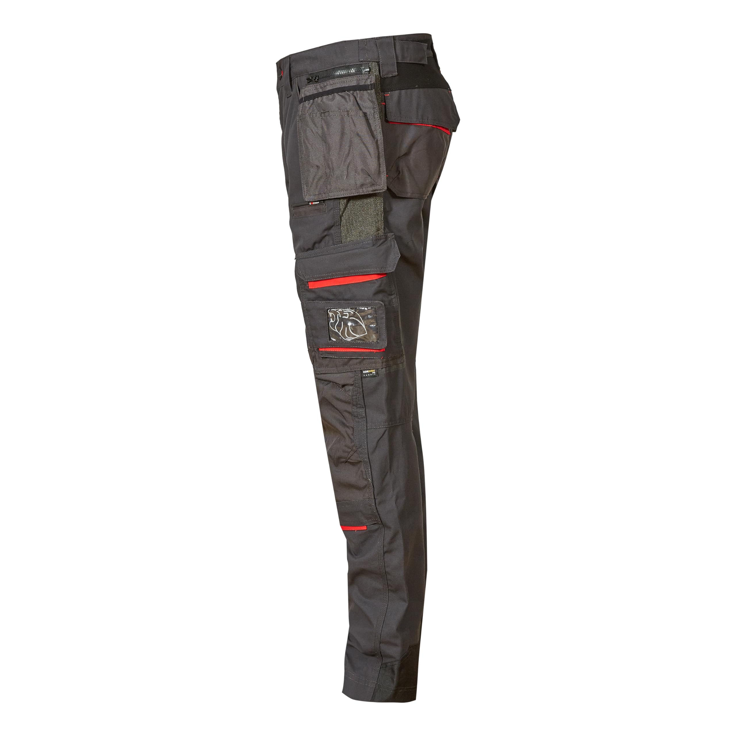U-Power RACE, pantalón de trabajo para hombre, pantalón cargo con cintura elástica, con bolsillos para rodilleras, multibolsillos, tela cómoda, ropa exterior resistente y duradera - Grey Meteorite 44
