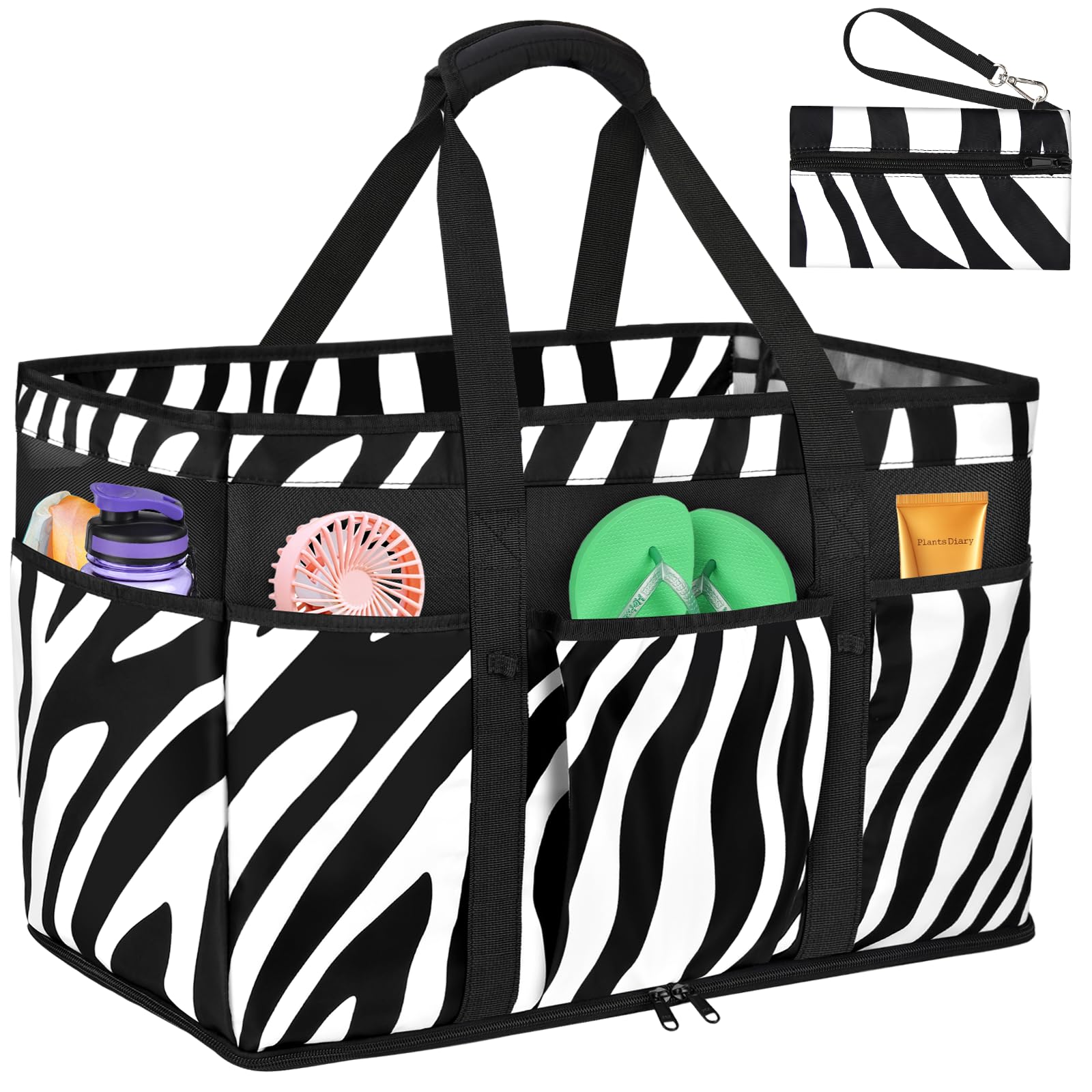 LUROON Bolsa Playa Grande XXL Familiar con Cremallera Impermeable Bolso de Playa Mujer Plegable Shopper Bolso Playa Mujer para Viaje Compras 50 * 35 * 20cm