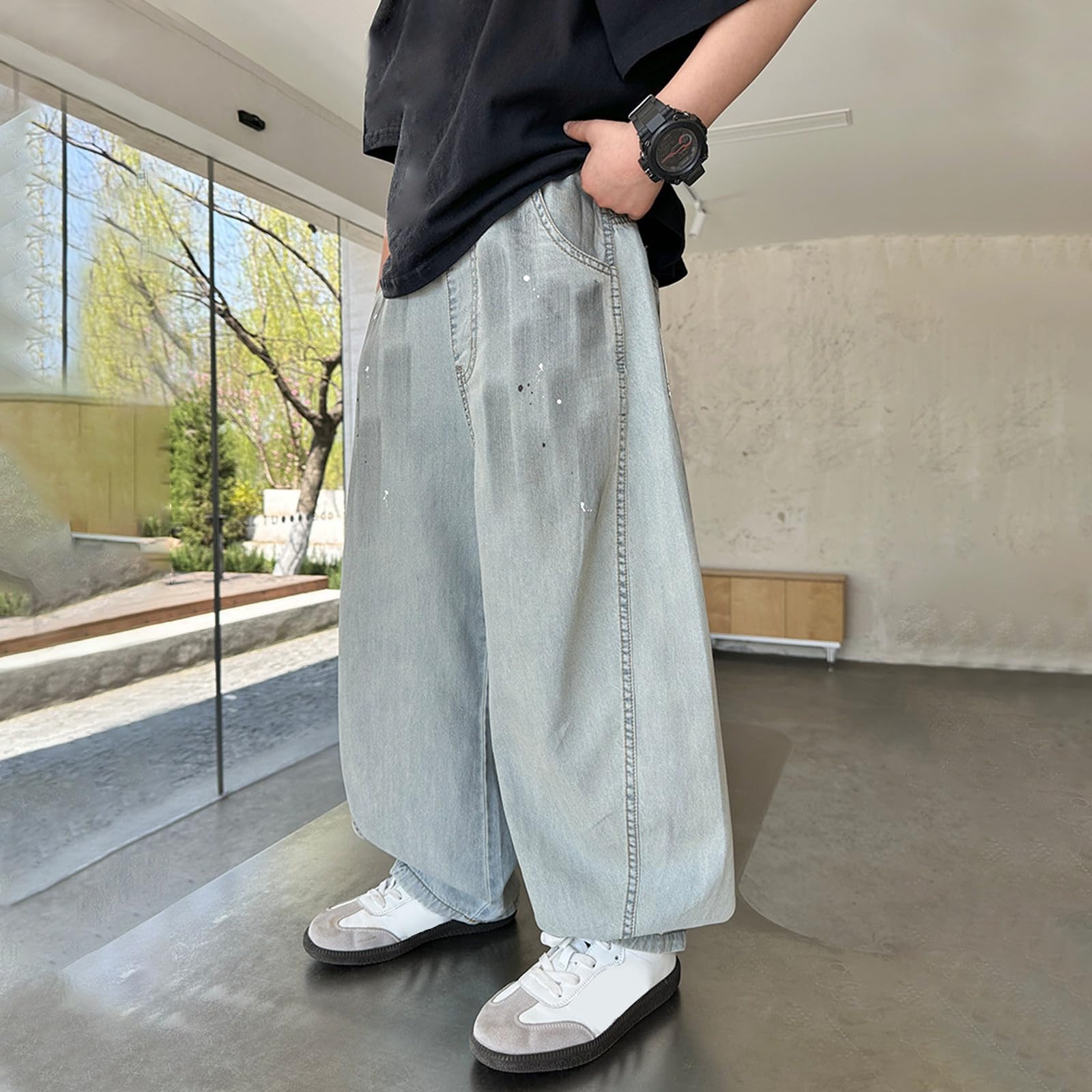 Generico Jeans Ragazzo 16 Anni-Pantaloni Estivi per Ragazzi, Jeans Leggeri e Traspiranti, per Bambini, Casual, da Indossare Tutti i Giorni, Comodi ed Elasticizzati, per Ragazzi dai 5 ai 16 Anni