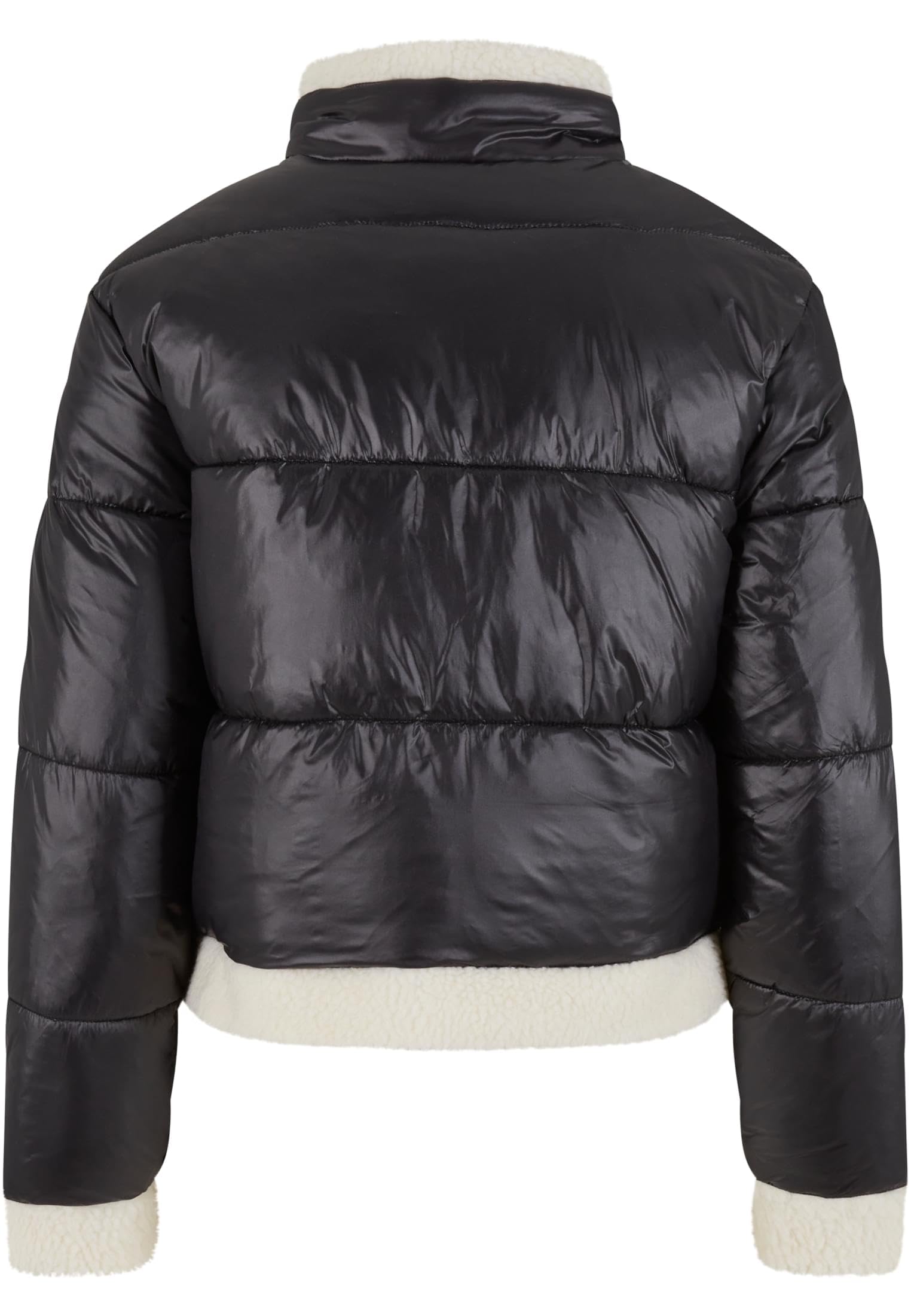 Urban Classics Tb7074-ladies Recycled Shiny Puffer Sherpa Jacket Vestes légères, Noir/Sable Blanc, 3XL Femmes