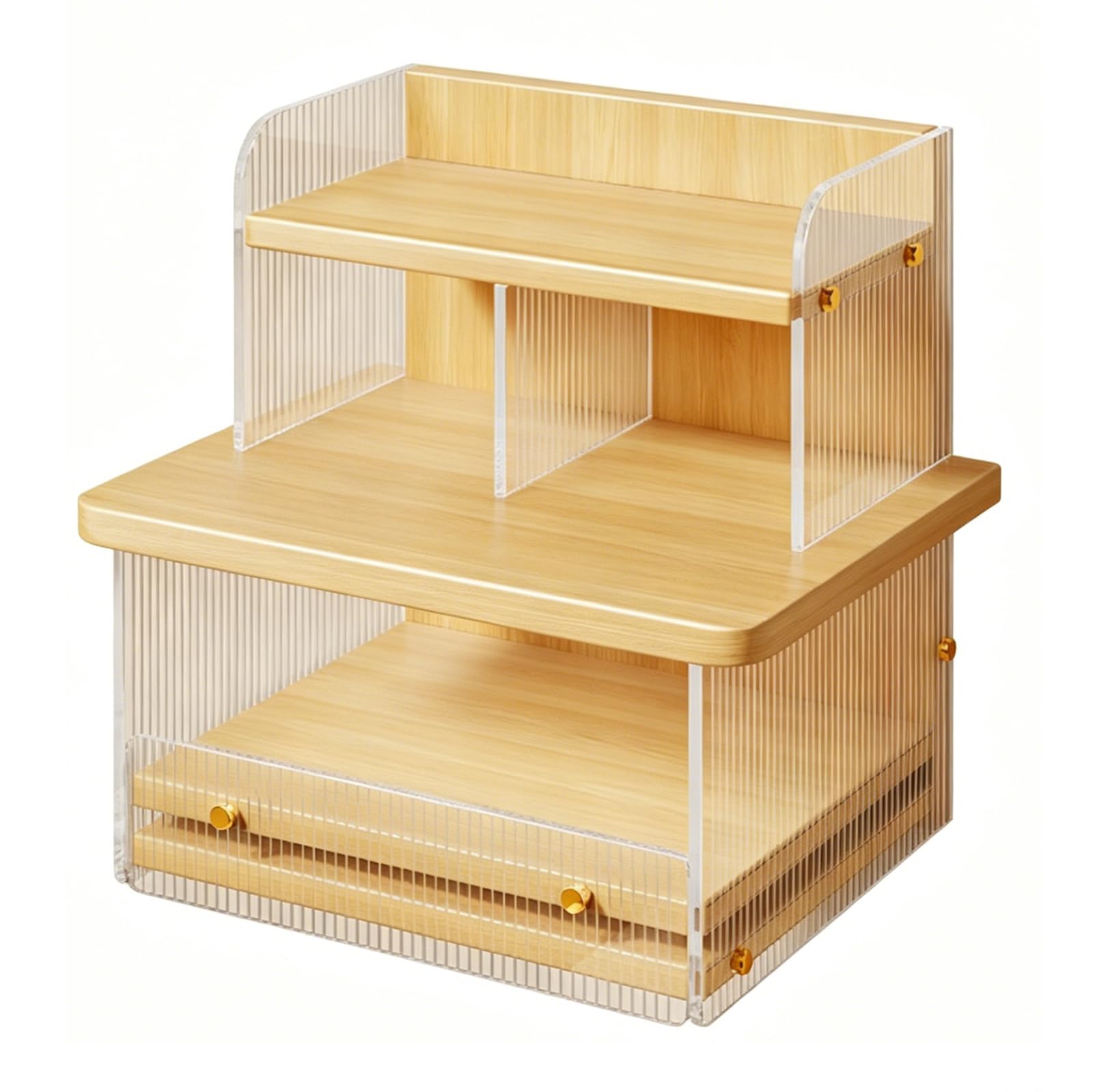 Weyot Acrylic Coffee Cup Display Shelf, Coffee Station Organizer, Kitchen Storage & Organisation Counter Shelf, Mug Holder Countertop, Coffee Mug Display Shelf for Home Office Yellow,32x26x35cm