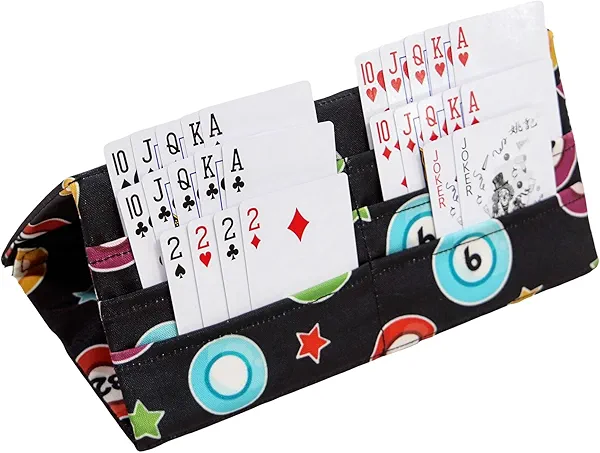 Hands-Free Folding Playing Card Holder for Bingo,Canasta, Family Game Night Accessory for Adult,Pull Tabs Card Holders for Canasta Poker Bridge Cards (Print)