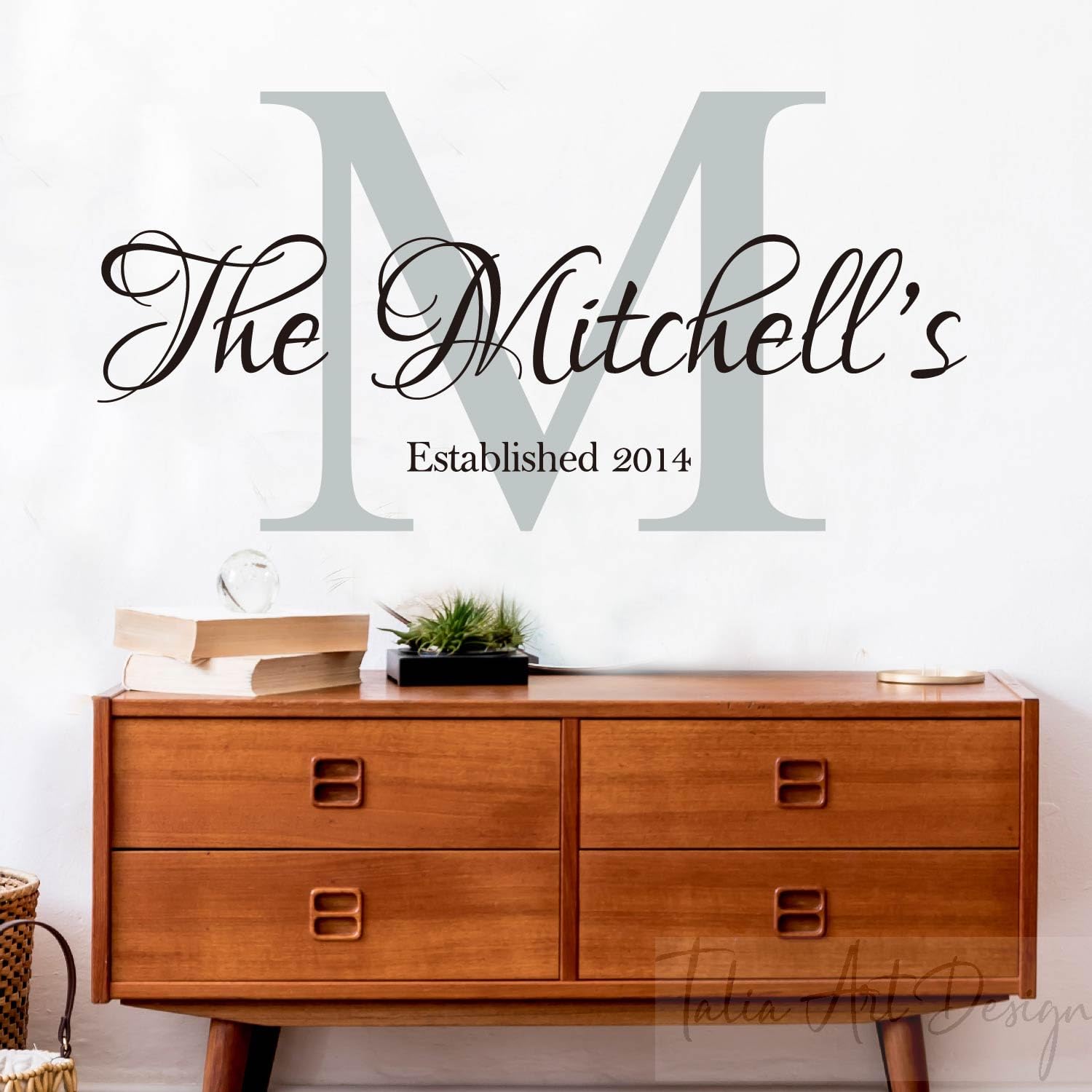 Custom Family Last Name Monogram Wall Decal Established Date Vinyl Sticker