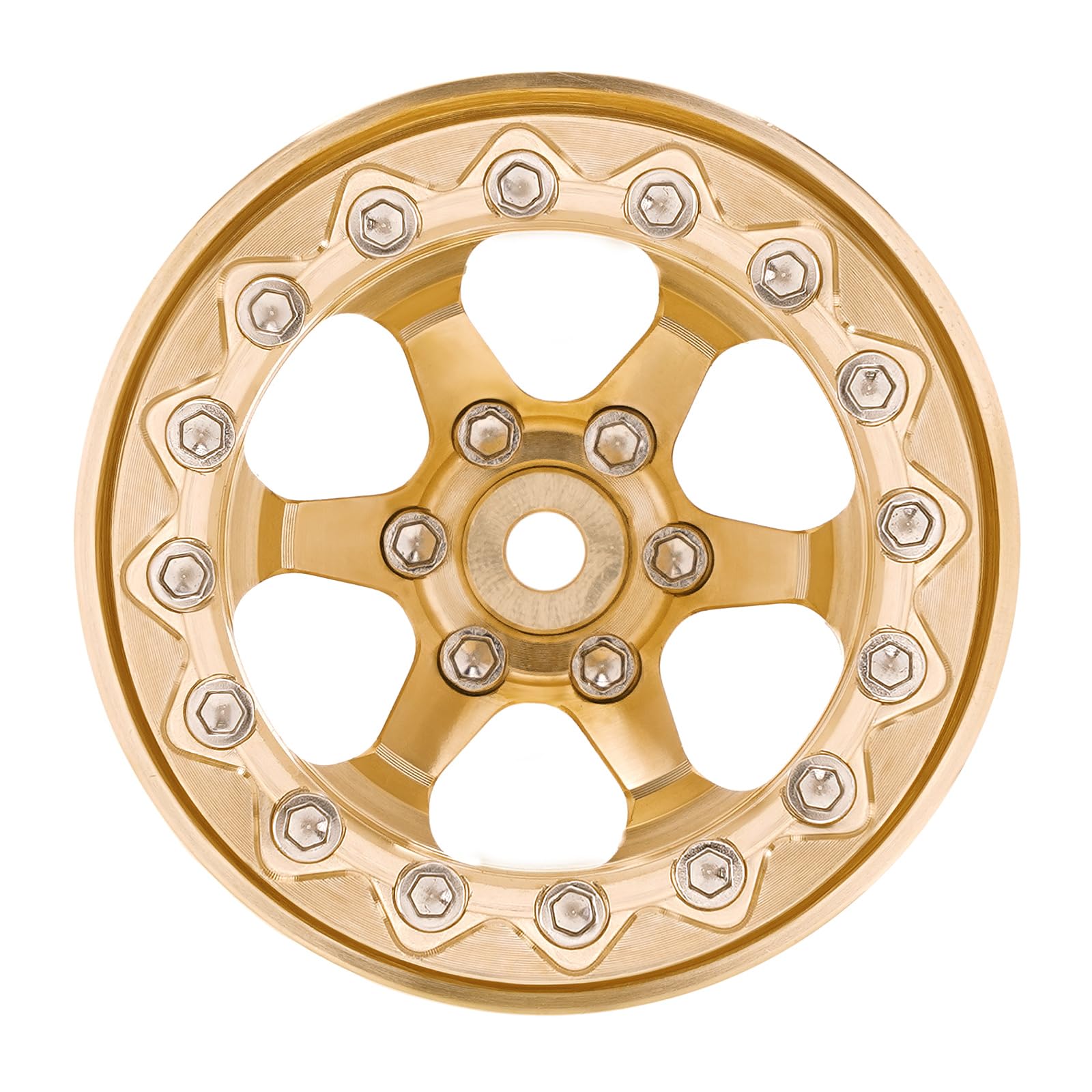 INJORA Roue Beadlock 1.3" Laiton Déport Négatif -5.25mm pour SCX24 TRX4M 1/24 1/18 RC Crawler