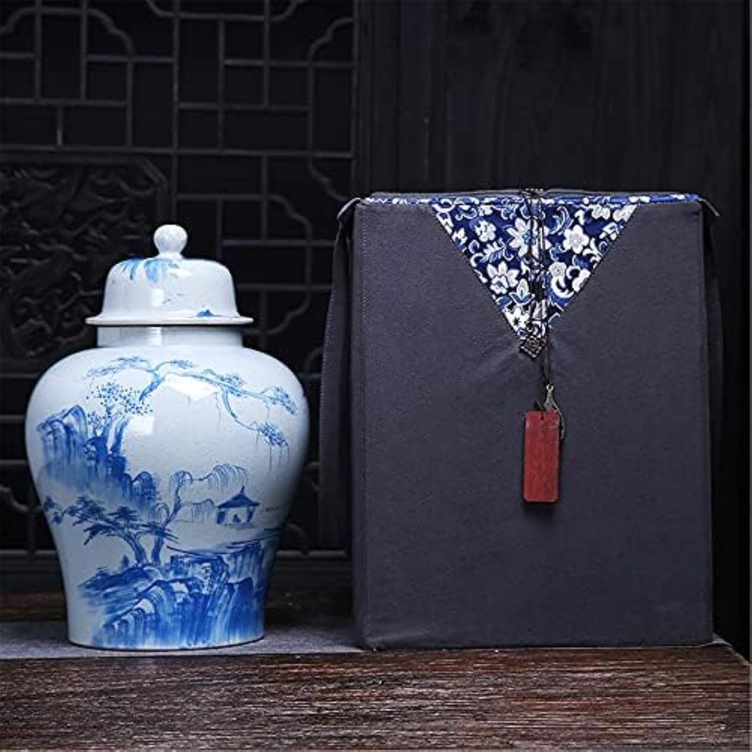 Ceramic Jars，Tea Jar，Chinese Style Storage Jars，Blue and White Ginger Jars Tea Storage Container Tins Tea Caddy Tea Canister Jar Ceramic Jar Decorative Jars，