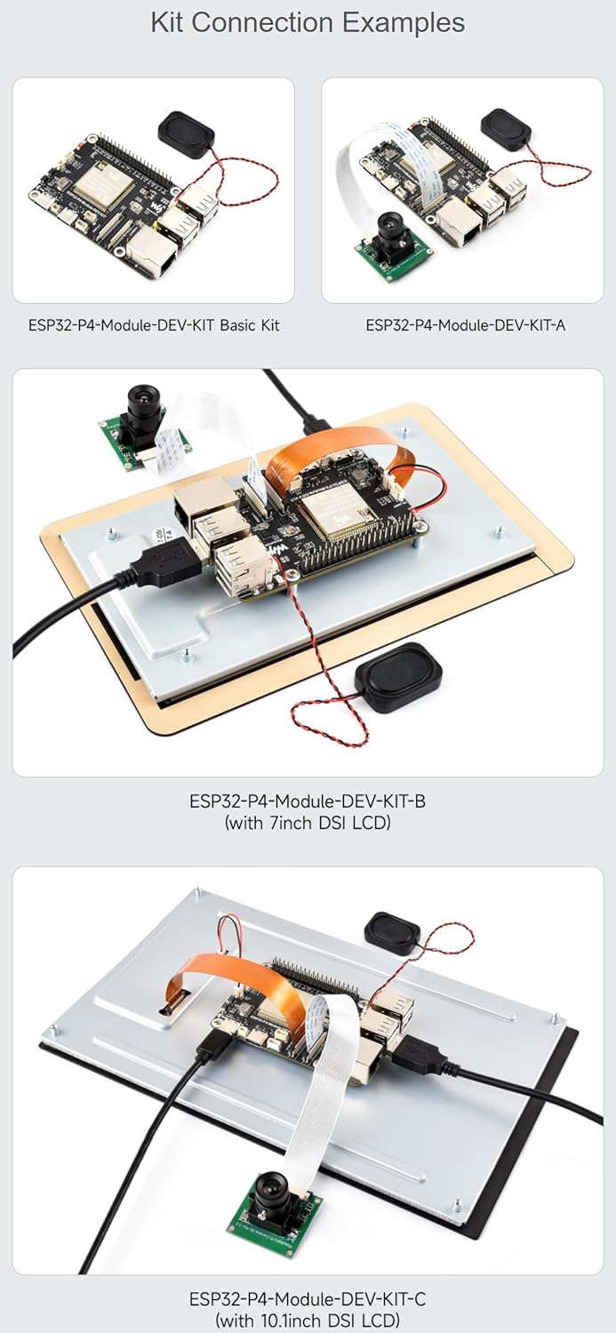 ESP32-P4-Module High-Performance Development Board, Based On ESP32-P4 and ESP32-C6, Supports Wi-Fi 6 and Bluetooth 5/BLE, with 7inch DSI LCD @XYGStudy (ESP32-P4-Module-DEV-KIT-B)