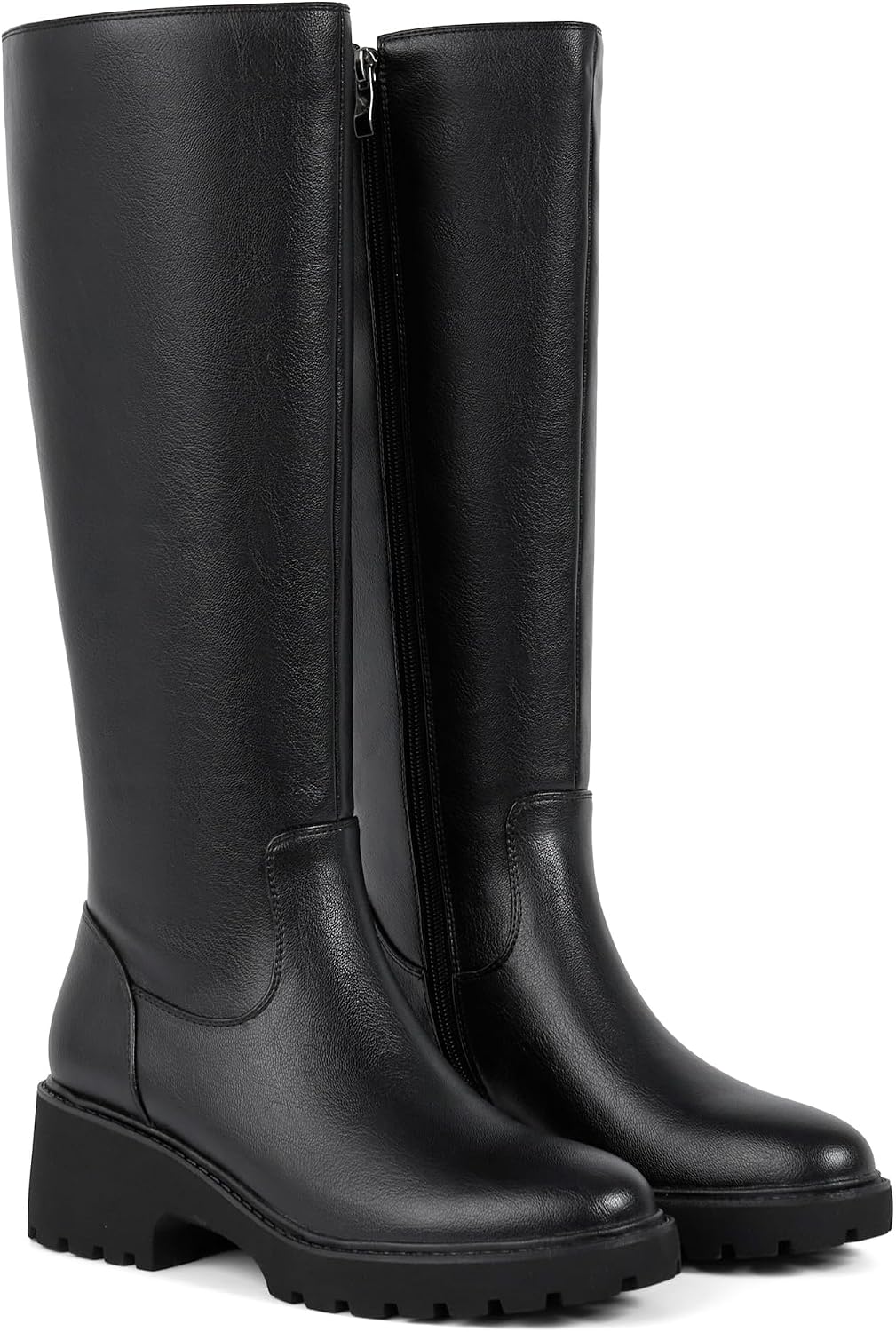 VIUGJNEX Women's Knee High Wedge Boots Round Toe Platform Tall Boots image 5