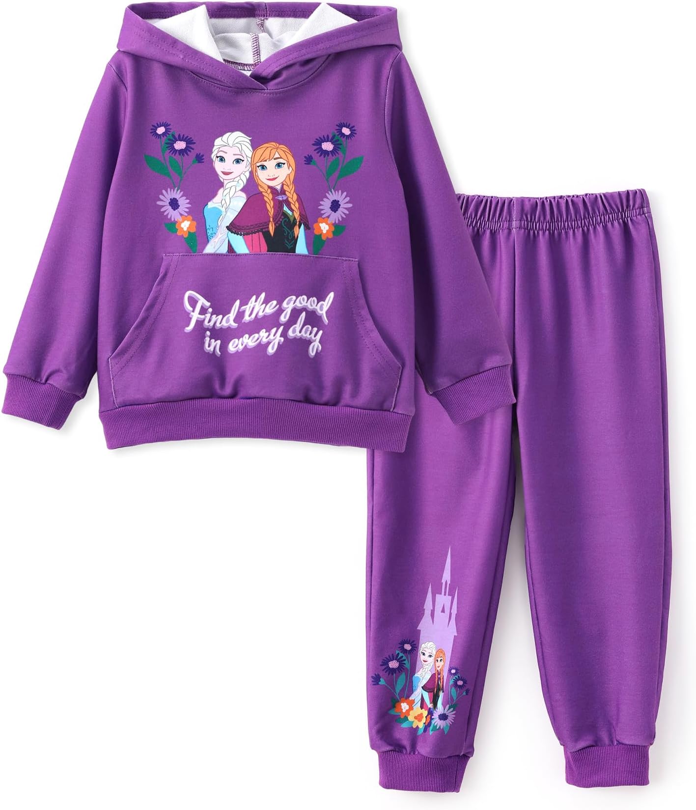 Disney Princess Toddler Girl Outfit Long Sleeve Hoodies and Pant Clothing Sets Fall Casual Pullover Tracksuit
