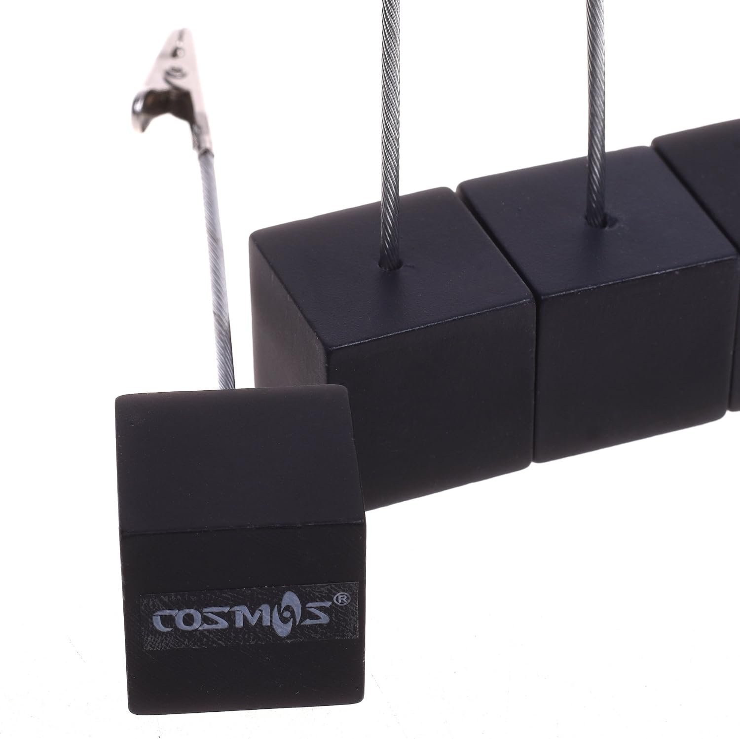 Cosmos 5 Pcs Cube Base Memo Clips Holder with Alligator Clip Clasp for Displaying Number Cards Name Cards Photos (Black) image 4