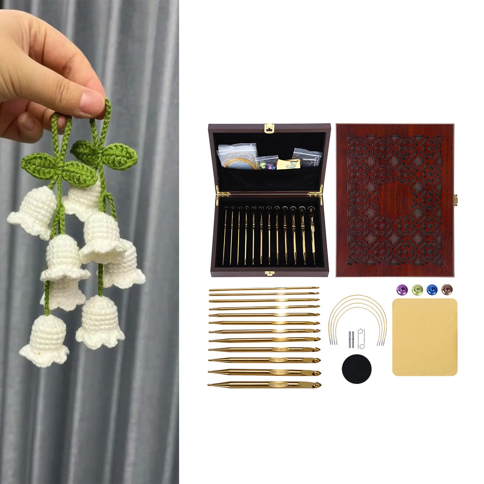 Juego de tejer tunecino con revestimiento dorado, diseño resistente, varios tamaños, accesorios de ganchillo con funda de almacenamiento, juego de ganchillo tunecino para mantas y bufandas