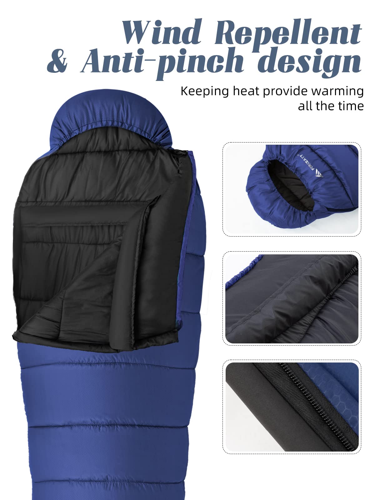 Forceatt Saco de Dormir -7°C~20°C 4 Estaciones(210x80CM/1.8KG~2.4KG) Saco de Dormir Compacto para Adultos, Saco de Dormir Invierno a Prueba de Agua y Desgarros,Lgrande para Camping y Senderismo.