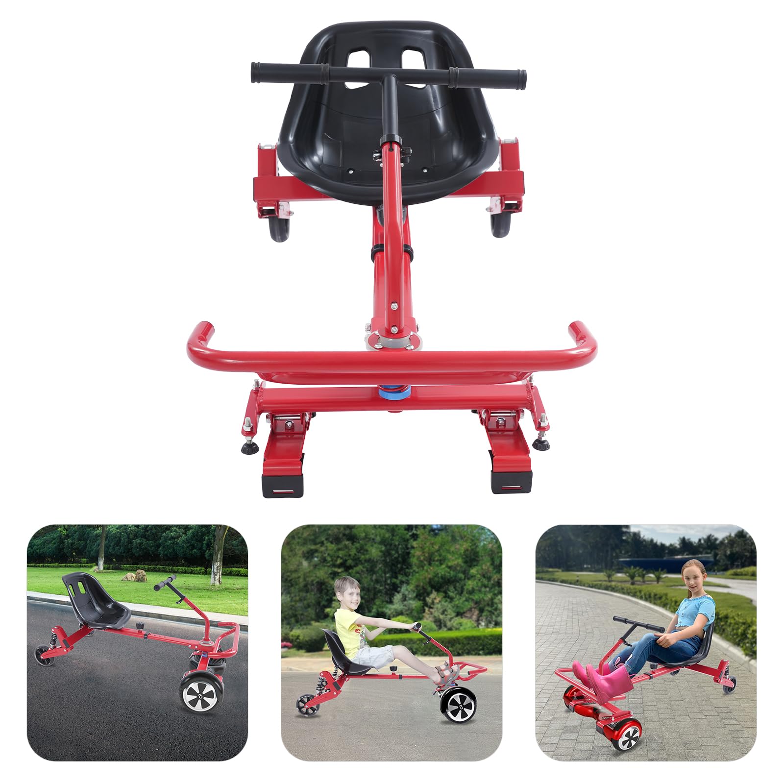 Trottinette auto-équilibrée pour tous les hoverboards de 6,5, 8, 10", siège auto-équilibré, longueur de broche réglable de 68,9 à 95 cm, jusqu'à 100 kg, avec roues en polyuréthane et kit d'outils