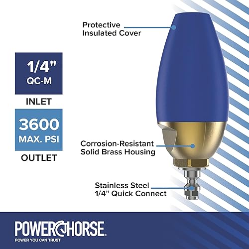 Miniatura 3 de Powerhorse Boquilla turbo giratoria para lavadora a presión, punta de cerámica de grado industrial 4.0 Orificio, 4000PSI para limpieza resistente