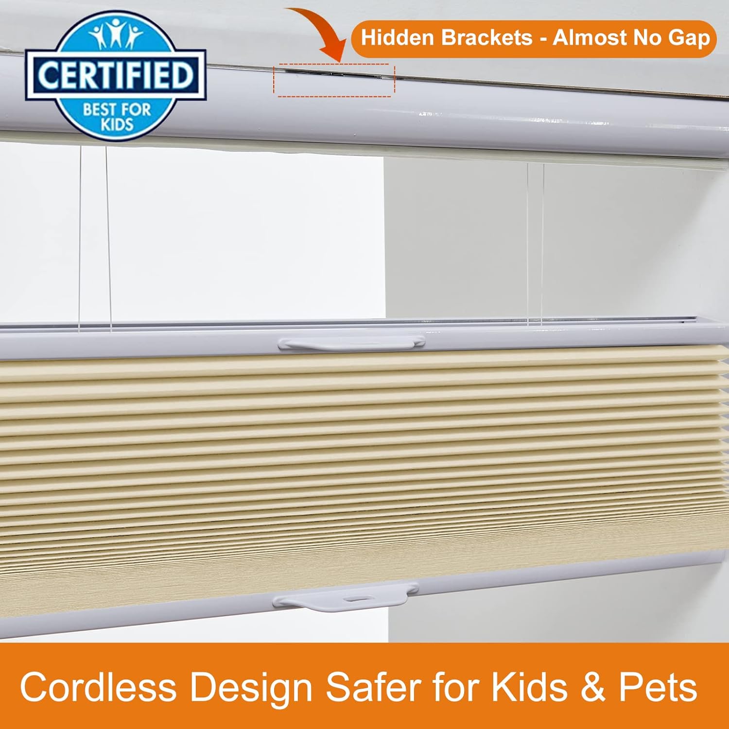 Persilux Custom Window Blinds Top Down Bottom Up Cellular Shades Cordless Blackout Rooming Darkening for Windows Insulated Pleated Accordion Home Beige, One Size, (TDBUA38B084)