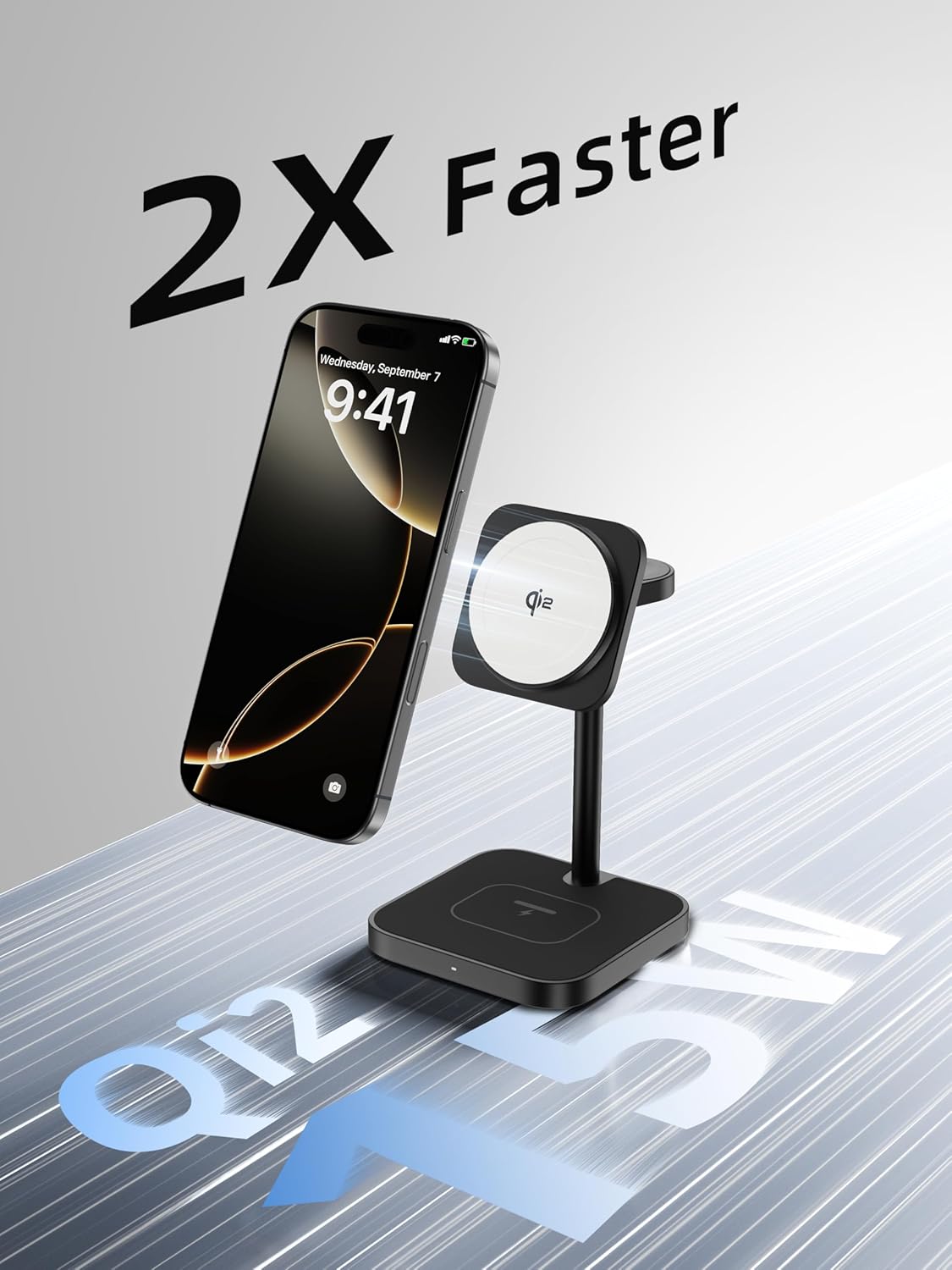 [Qi2 Certified ] LULULOOK 3 in 1 Charging Station, 15W QI2 Wireless Charger Stand Magnetic Charger for iPhone 17/16/15/14/13/12 Series, AirPods Pro/3/4, Apple Watch with 30W PD Adapter