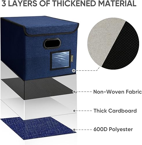 Miniatura 210 de BALEINE - Caja organizadora de archivos con tapa, organizador de carpetas plegable con riel de plástico, caja para carpetas colgantes para Gris