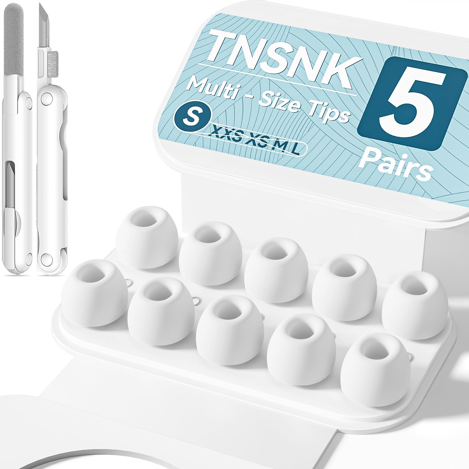 5 Pairs Replacement Ear Tips for AirPods Pro 3(Small-White)